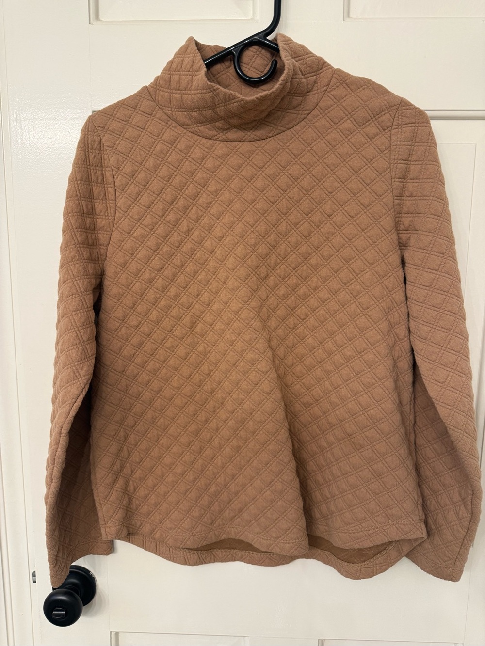 J. Crew Quilted Turtleneck Sweatshirt in Camel
